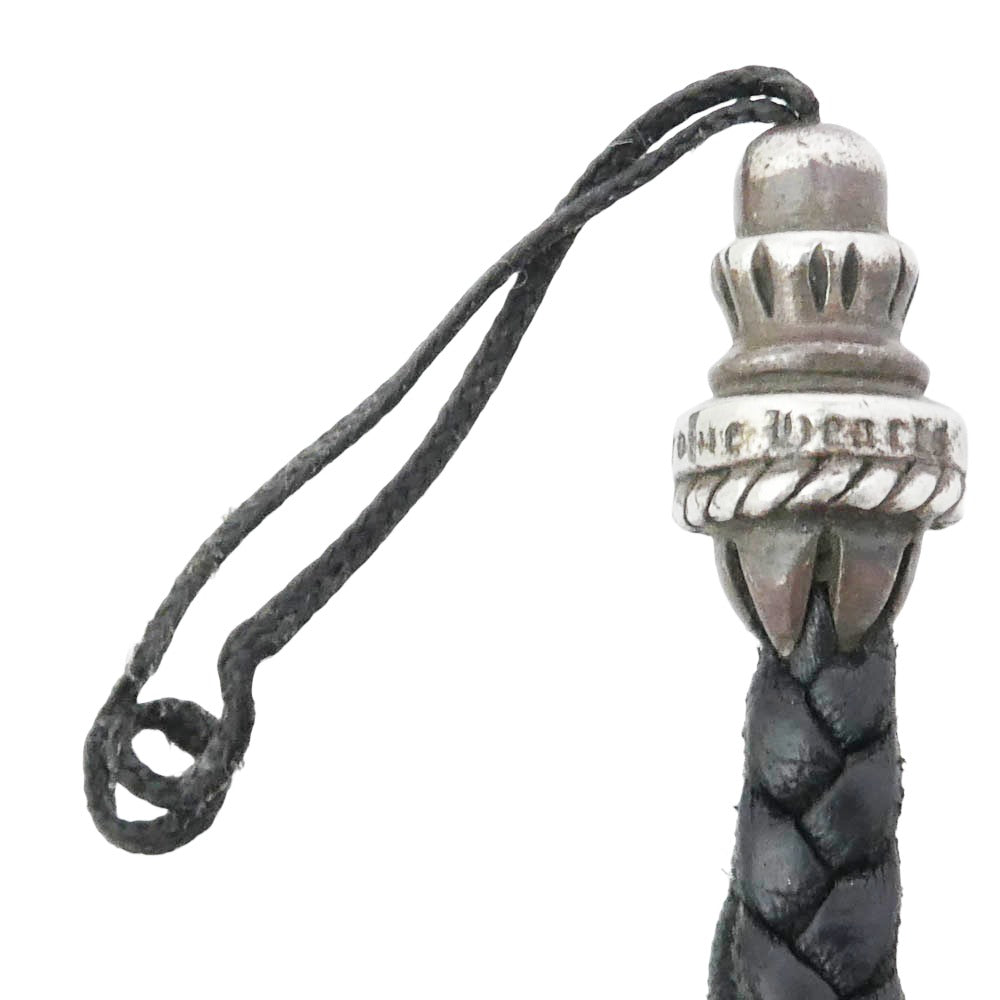 CHROME HEARTS クロムハーツ（原本無） PHONE STRAP ラージ ボロチップ レザーブレイド 携帯 ストラップ シルバー系 ブラック系【中古】