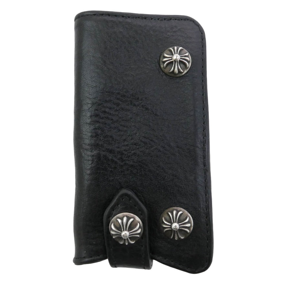 CHROME HEARTS クロムハーツ（原本無） KEY CASE クロスボールボタン レザー キーケース ブラック系 シルバー系【中古】