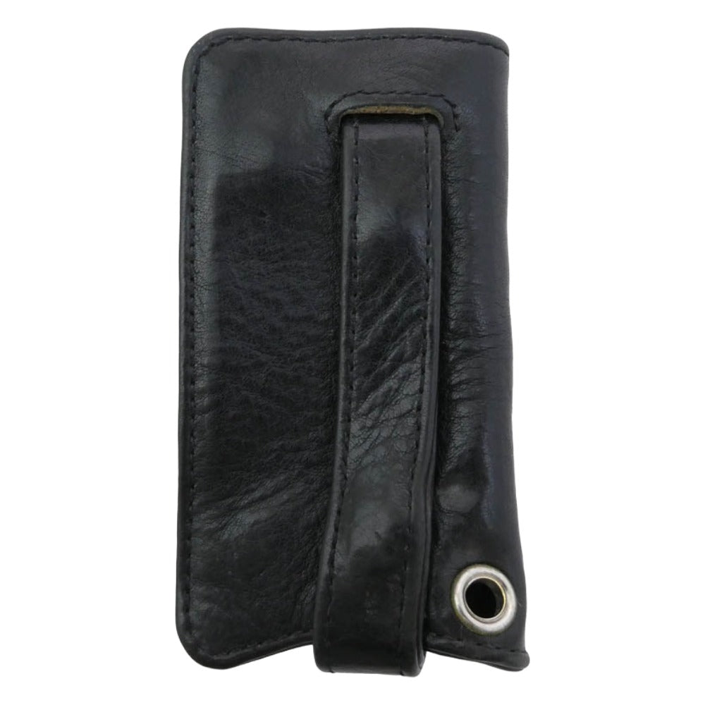 CHROME HEARTS クロムハーツ（原本無） KEY CASE クロスボールボタン レザー キーケース ブラック系 シルバー系【中古】