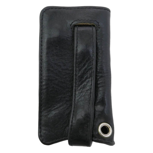 CHROME HEARTS クロムハーツ（原本無） KEY CASE クロスボールボタン レザー キーケース ブラック系 シルバー系【中古】