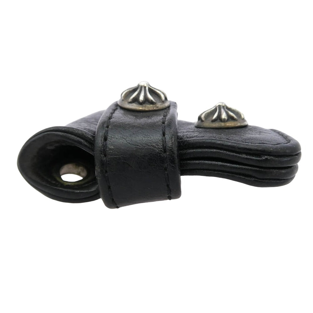 CHROME HEARTS クロムハーツ（原本無） KEY CASE クロスボールボタン レザー キーケース ブラック系 シルバー系【中古】