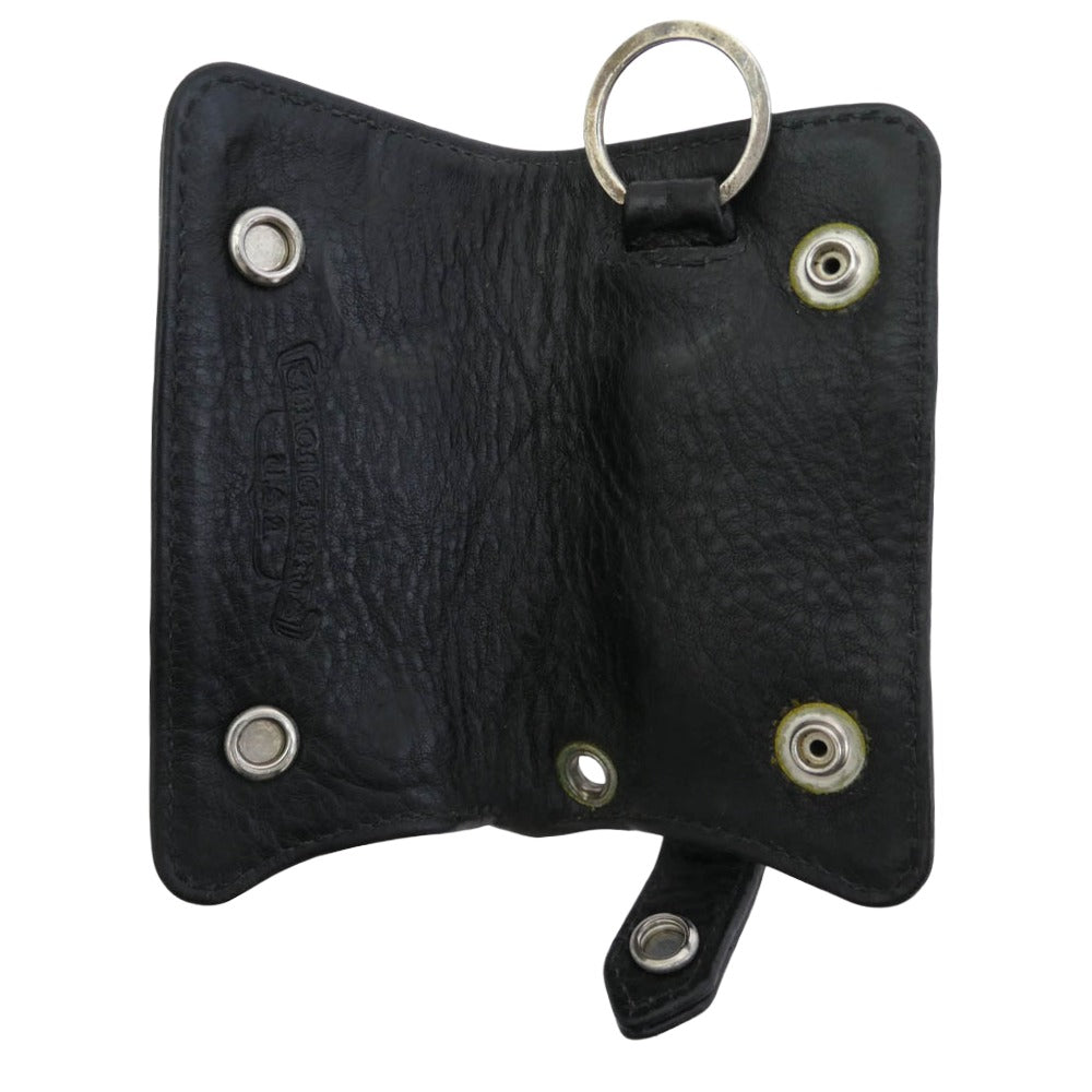 CHROME HEARTS クロムハーツ（原本無） KEY CASE クロスボールボタン レザー キーケース ブラック系 シルバー系【中古】