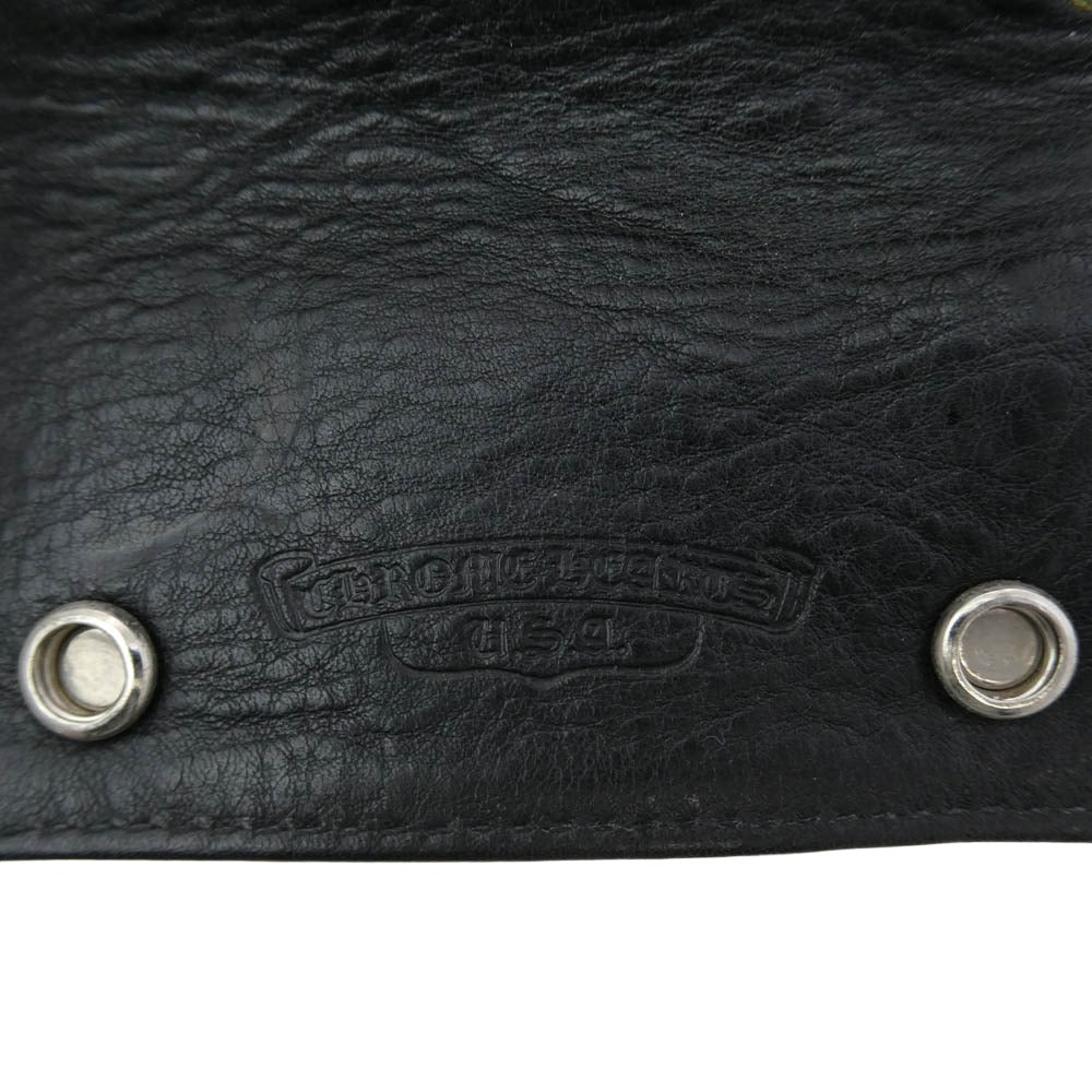 CHROME HEARTS クロムハーツ（原本無） KEY CASE クロスボールボタン レザー キーケース ブラック系 シルバー系【中古】