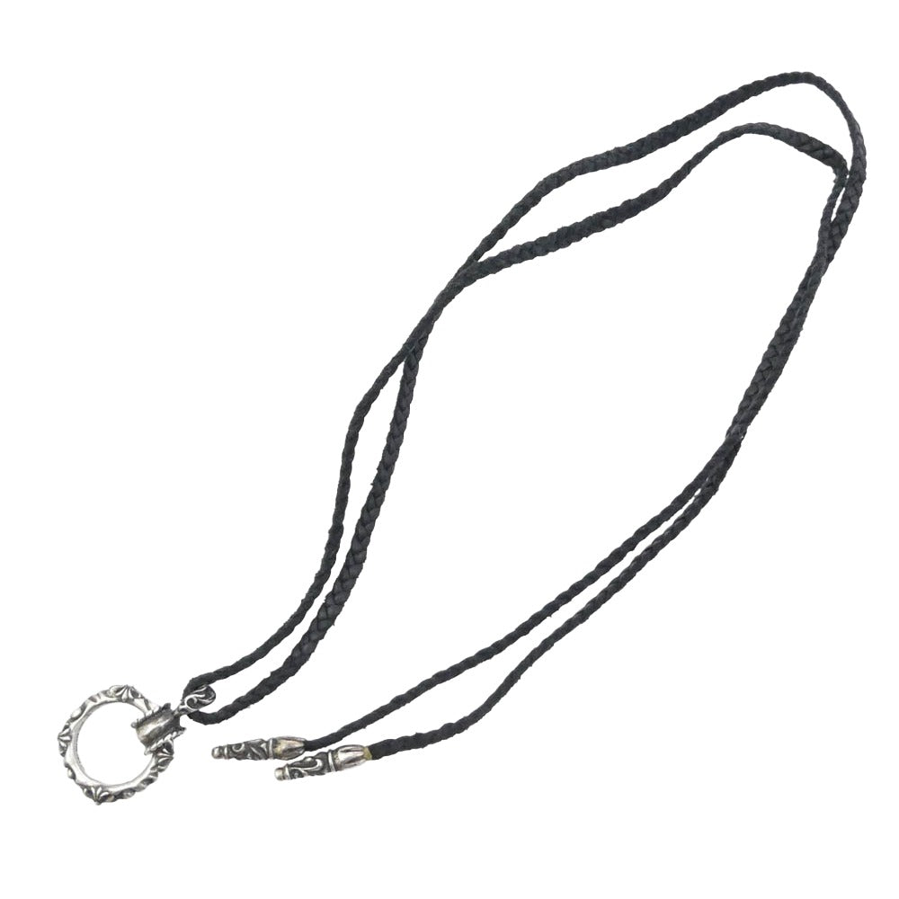 CHROME HEARTS クロムハーツ（原本無） EWLP SBT アイウェアループ SBTバンド Wレザー ブレード シルバー ネックレス ブラック系 シルバー系【中古】