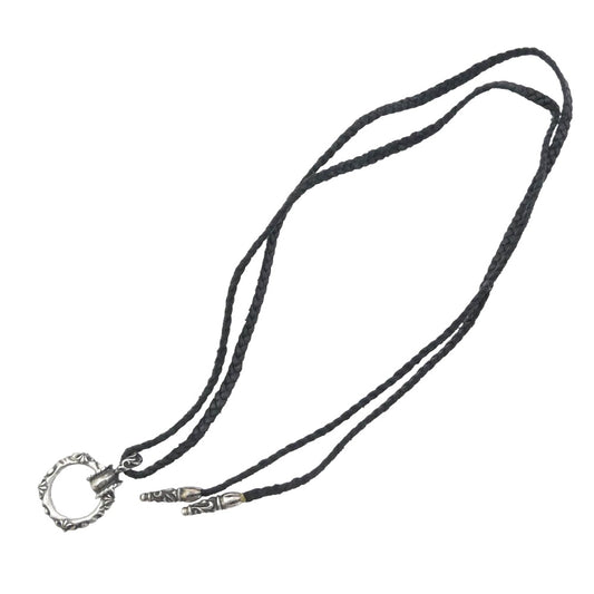 CHROME HEARTS クロムハーツ（原本無） EWLP SBT アイウェアループ SBTバンド Wレザー ブレード シルバー ネックレス ブラック系 シルバー系【中古】