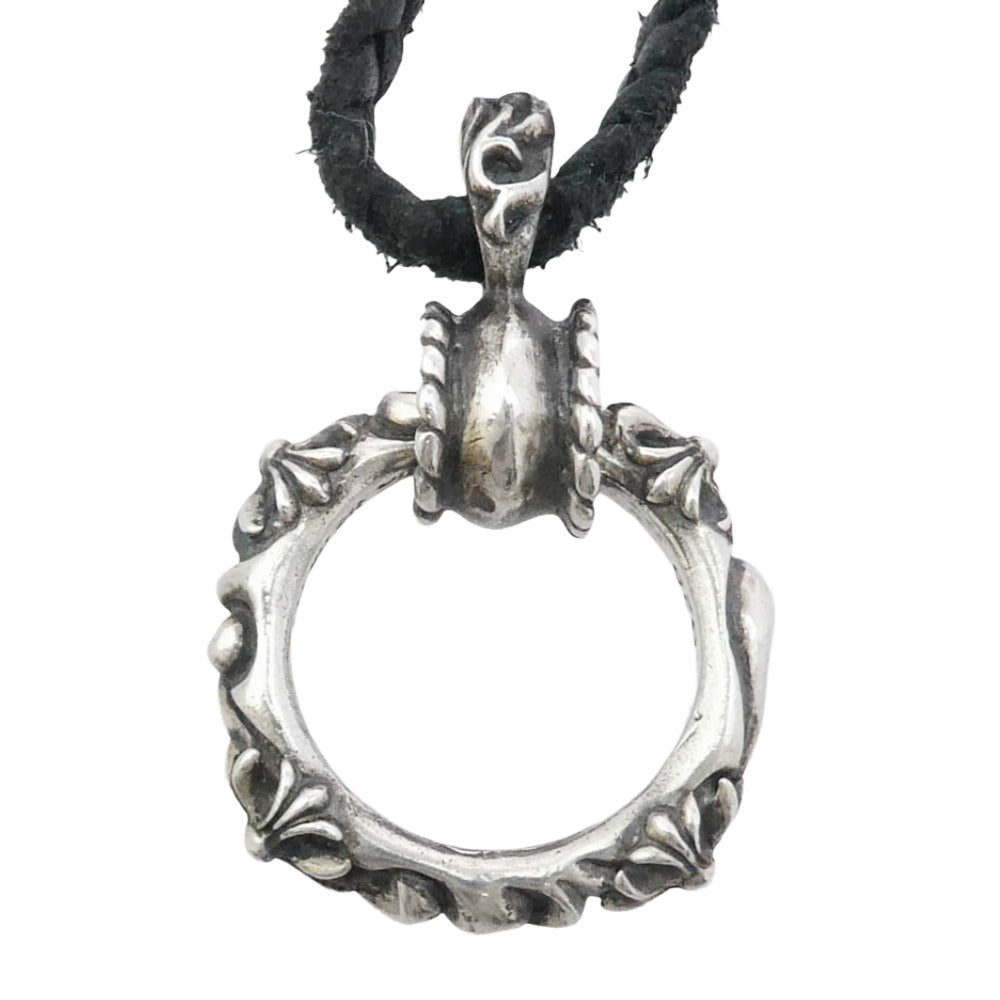 CHROME HEARTS クロムハーツ（原本無） EWLP SBT アイウェアループ SBTバンド Wレザー ブレード シルバー ネックレス ブラック系 シルバー系【中古】