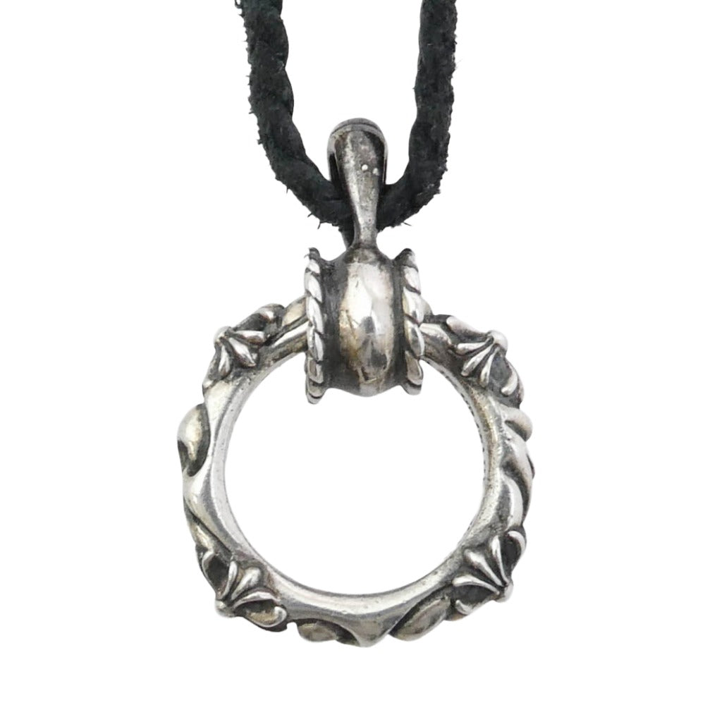 CHROME HEARTS クロムハーツ（原本無） EWLP SBT アイウェアループ SBTバンド Wレザー ブレード シルバー ネックレス ブラック系 シルバー系【中古】