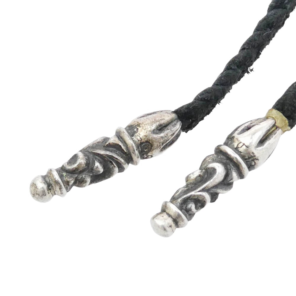 CHROME HEARTS クロムハーツ（原本無） EWLP SBT アイウェアループ SBTバンド Wレザー ブレード シルバー ネックレス ブラック系 シルバー系【中古】