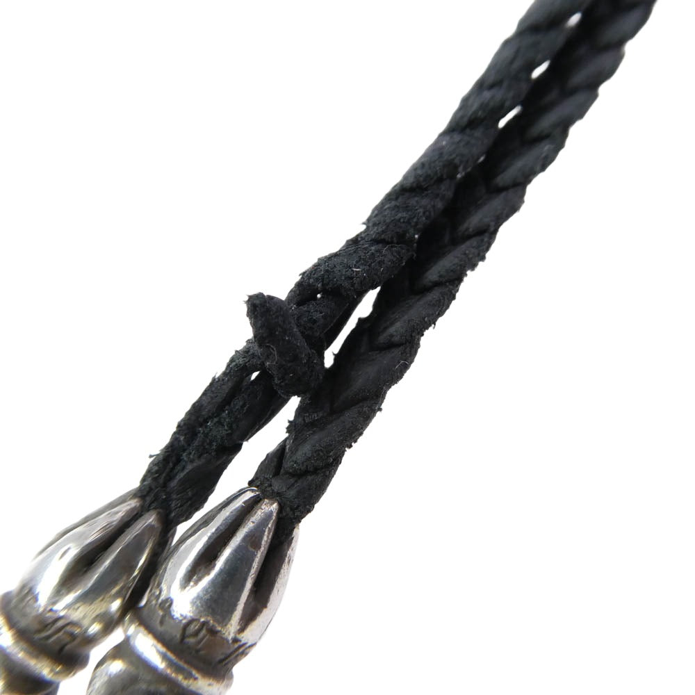 CHROME HEARTS クロムハーツ（原本無） LEATHER BRAID スクロール レザー ブレード シルバー ネックレス ブラック系 シルバー系【中古】