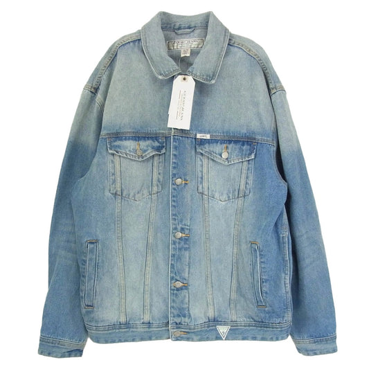Guess ゲス M73XN1R2IB5 1981 OVERSIZED DENIM JACKET バック ロゴワッペン オーバーサイズ デニムジャケット インディゴブルー系 XL【美品】【中古】