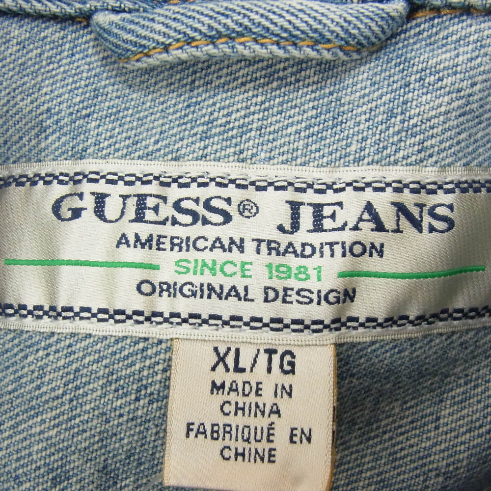 Guess ゲス M73XN1R2IB5 1981 OVERSIZED DENIM JACKET バック ロゴワッペン オーバーサイズ デニムジャケット インディゴブルー系 XL【美品】【中古】
