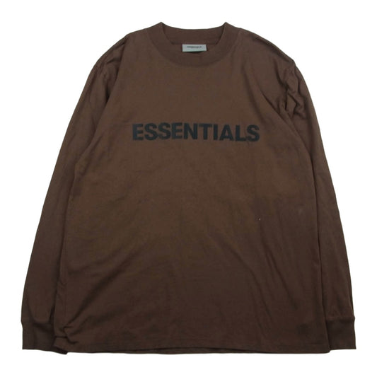 FEAR OF GOD フィアオブゴッド ESSENTIALS エッセンシャルズ ラバーロゴ 長袖Tシャツ ブラウン系 L【中古】