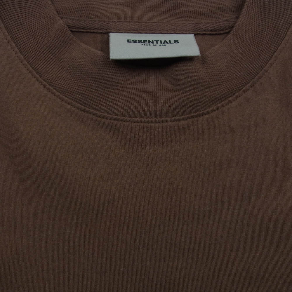 FEAR OF GOD フィアオブゴッド ESSENTIALS エッセンシャルズ ラバーロゴ 長袖Tシャツ ブラウン系 L【中古】