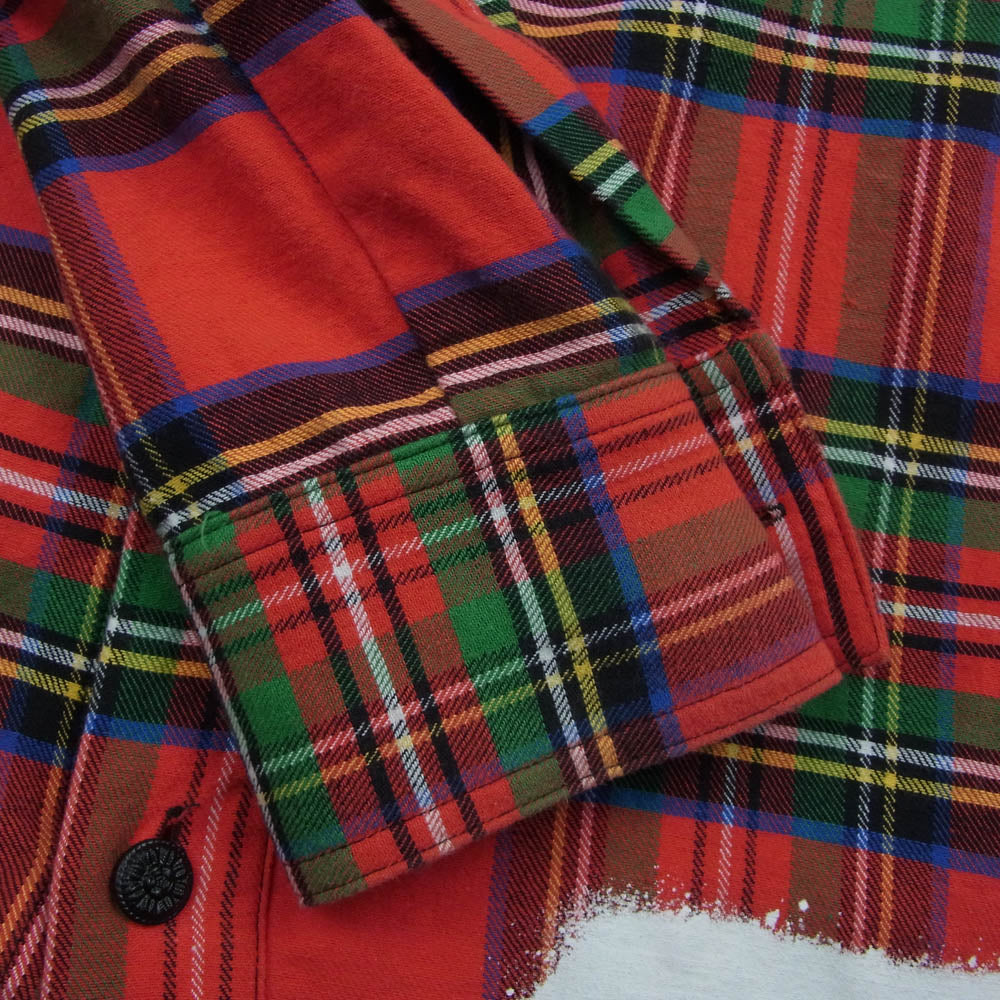 OFF-WHITE オフホワイト 17SS DIAG SPRAY CHECK SHIRT ダイアグナル スプレープリント チェック 長袖シャツ レッド系 M【中古】