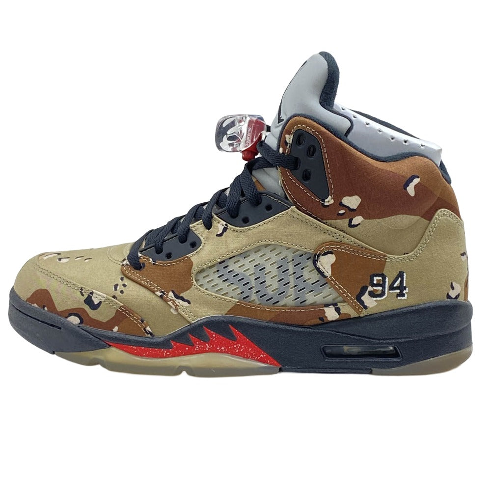 Supreme シュプリーム 824371-201 Air Jordan 5 Retro Desert Camo エアジョーダン 5 レトロ デザート カモ ハイカット スニーカー ベージュ系 ブラウン系 27cm【美品】【中古】
