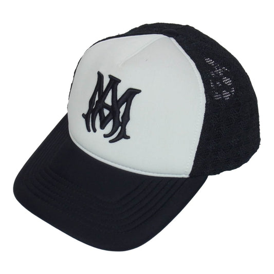 AMIRI アミリ AMHATR1030 MA TWO TONE TRUCKER HAT MA ロゴ トラッカー メッシュ キャップ 帽子 ブラック系【中古】