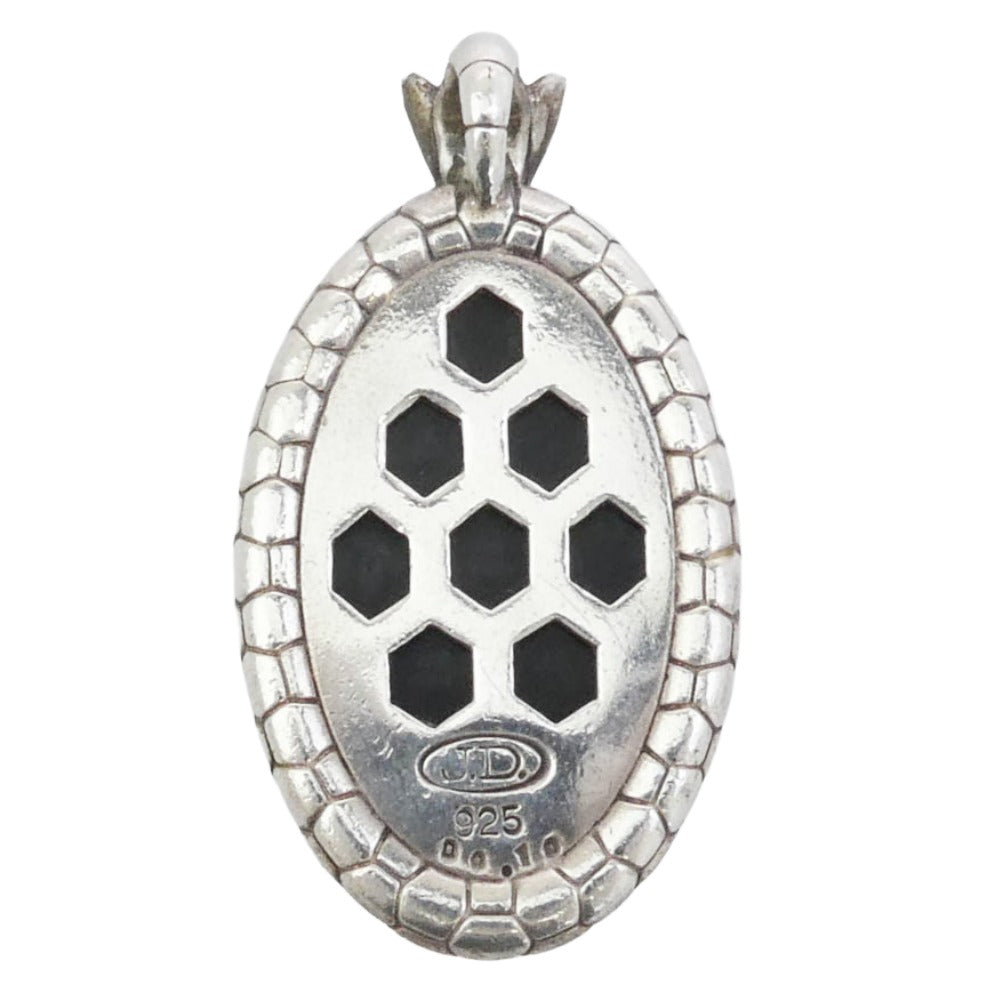 Justin Davis ジャスティンデイビス SPJ106 クイーンビー オニキス PAVEダイヤモンド オーバル ペンダントトップ シルバー系【中古】