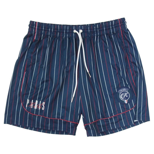 KITH キス PARIS パリ ストライプ ハーフ ショーツ パンツ ネイビー系 XL【中古】