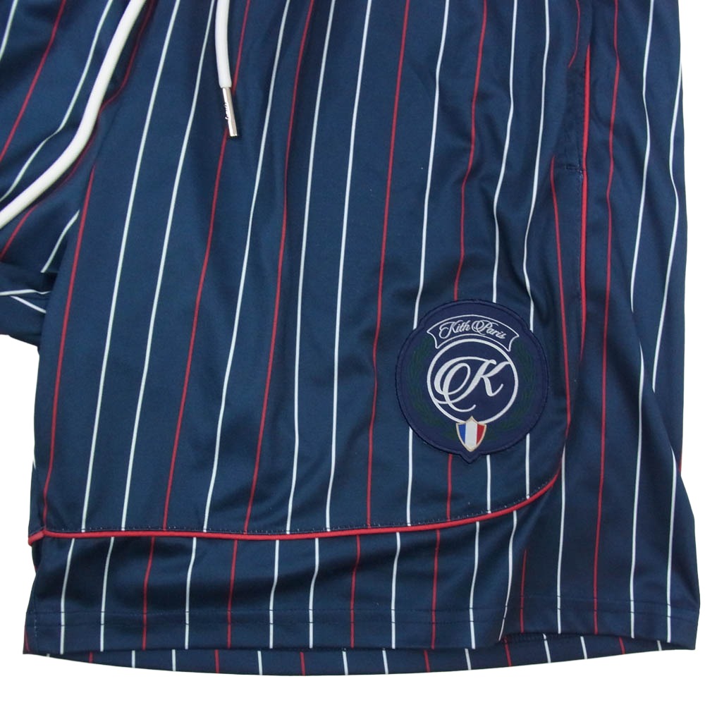 KITH キス PARIS パリ ストライプ ハーフ ショーツ パンツ ネイビー系 XL【中古】