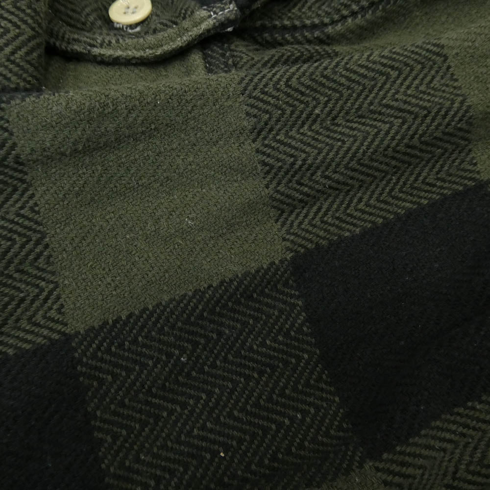 MOMOTARO JEANS 桃太郎ジーンズ ヘリンボーン チェック ネルシャツ グリーン系 42【中古】