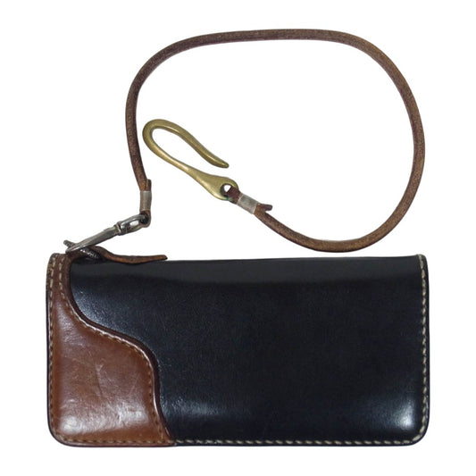 THE FLAT HEAD ザフラットヘッド LEATHER LONG WALLET ウォレット レザー ロープ付き レザー ロング ウォレット 長財布 ブラック系【中古】