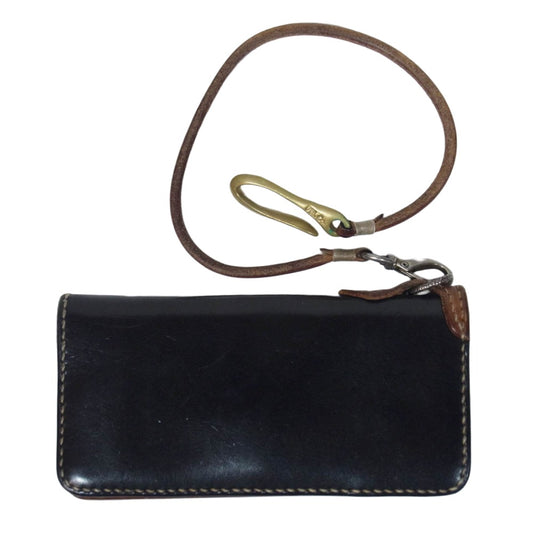 THE FLAT HEAD ザフラットヘッド LEATHER LONG WALLET ウォレット レザー ロープ付き レザー ロング ウォレット 長財布 ブラック系【中古】