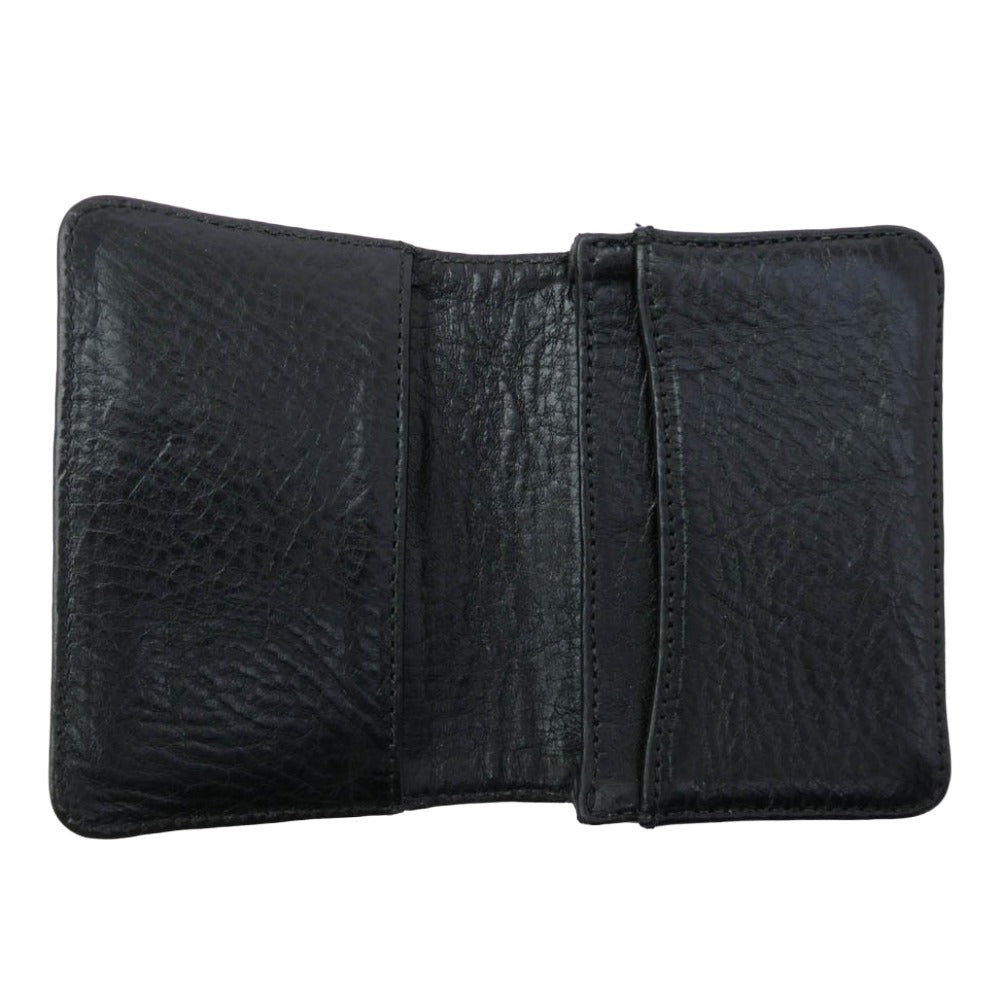 CHROME HEARTS クロムハーツ（原本無） CARD CAS スクロールラベル レザー カードケース ブラック系【中古】