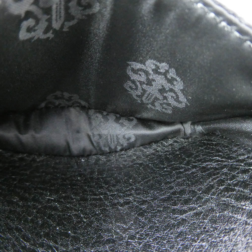 CHROME HEARTS クロムハーツ（原本無） CARD CAS スクロールラベル レザー カードケース ブラック系【中古】