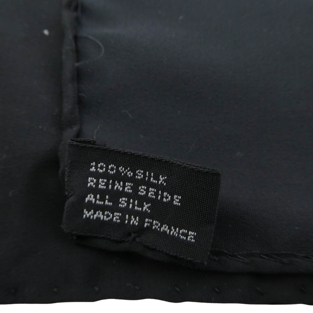 CHANEL シャネル ココマーク ロゴ 向日葵 ひまわり シルク スカーフ ブラック系【中古】