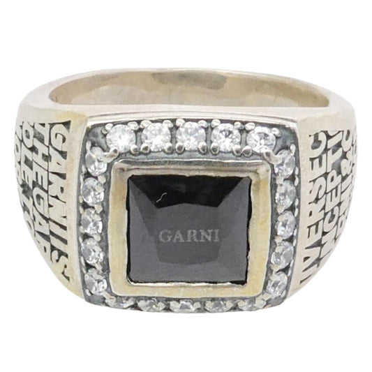 GARNI ガルニ GR18034 20th Engrave College Ring イングレイブ カレッジ リング シルバー系 ブラック系 19号【中古】