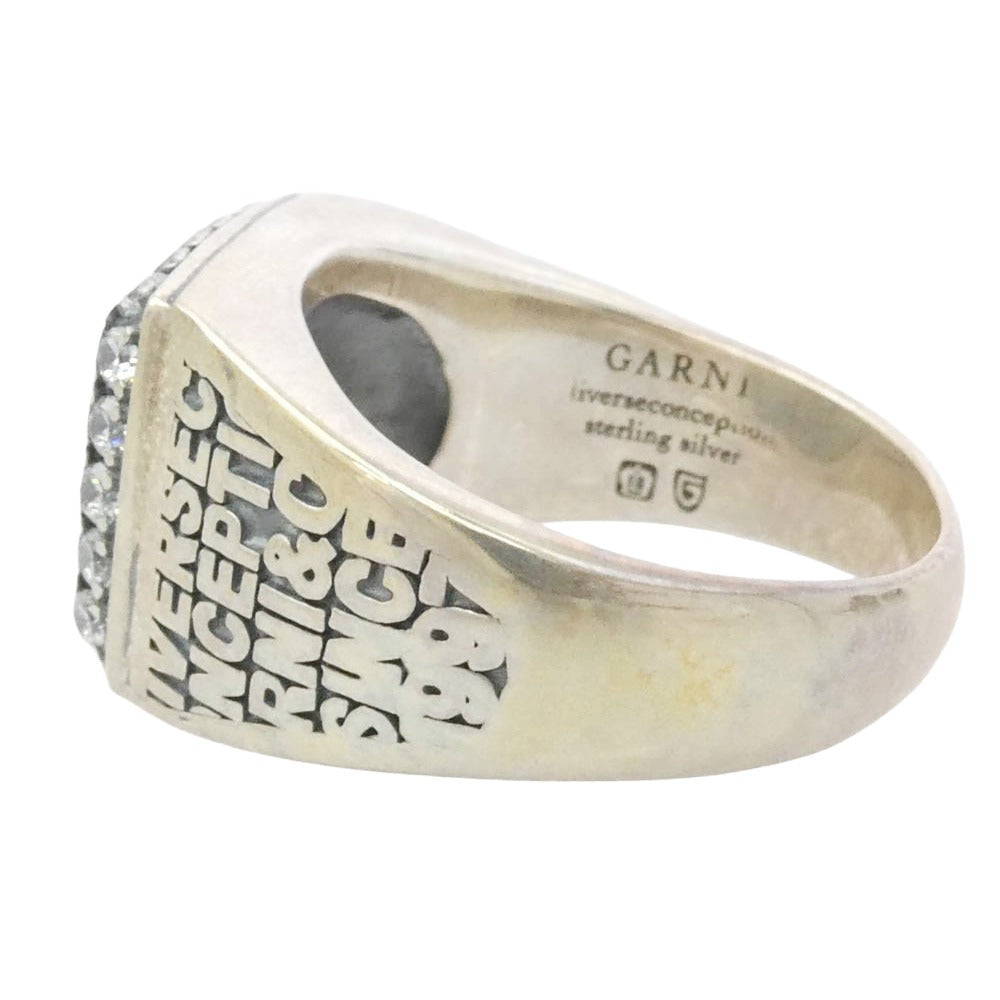 GARNI ガルニ GR18034 20th Engrave College Ring イングレイブ カレッジ リング シルバー系 ブラック系 19号【中古】
