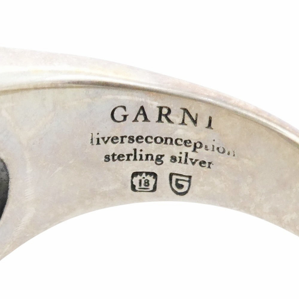 GARNI ガルニ GR18034 20th Engrave College Ring イングレイブ カレッジ リング シルバー系 ブラック系 19号【中古】