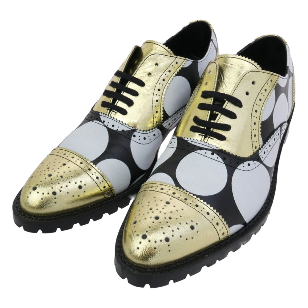 COMME des GARCONS HOMME PLUS コムデギャルソンオムプリュス 13SS ドット レースアップ レザー ドレス シューズ ゴールド系 マルチカラー系 27【中古】