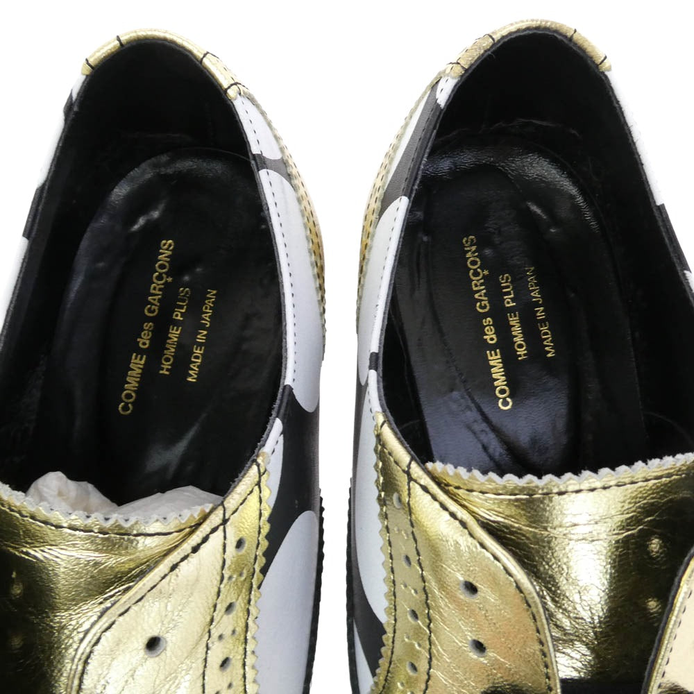COMME des GARCONS HOMME PLUS コムデギャルソンオムプリュス 13SS ドット レースアップ レザー ドレス シューズ ゴールド系 マルチカラー系 27【中古】