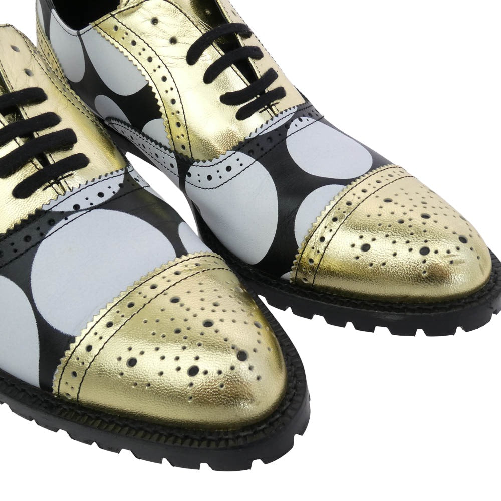 COMME des GARCONS HOMME PLUS コムデギャルソンオムプリュス 13SS ドット レースアップ レザー ドレス シューズ ゴールド系 マルチカラー系 27【中古】