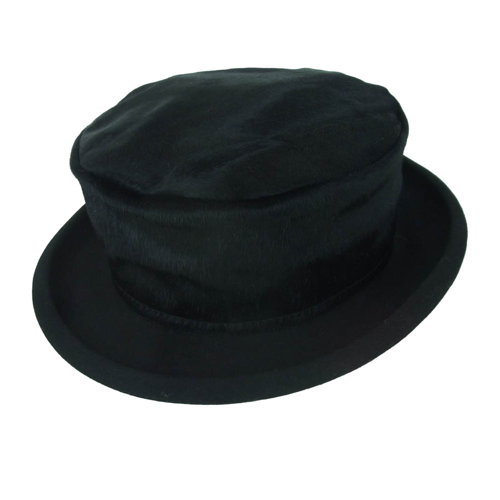 ANN DEMEULEMEESTER アンドゥムルメステール ハラコ ハット 帽子 ベルギー製 ブラック系 L【中古】