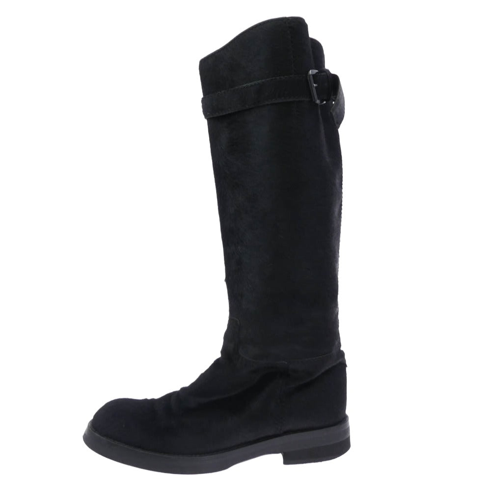 ANN DEMEULEMEESTER アンドゥムルメステール ハラコ ロング ブーツ ブラック系 42【中古】