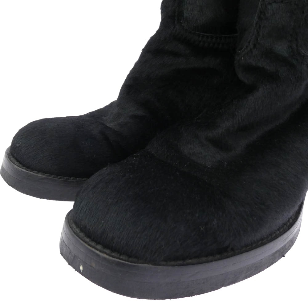 ANN DEMEULEMEESTER アンドゥムルメステール ハラコ ロング ブーツ ブラック系 42【中古】