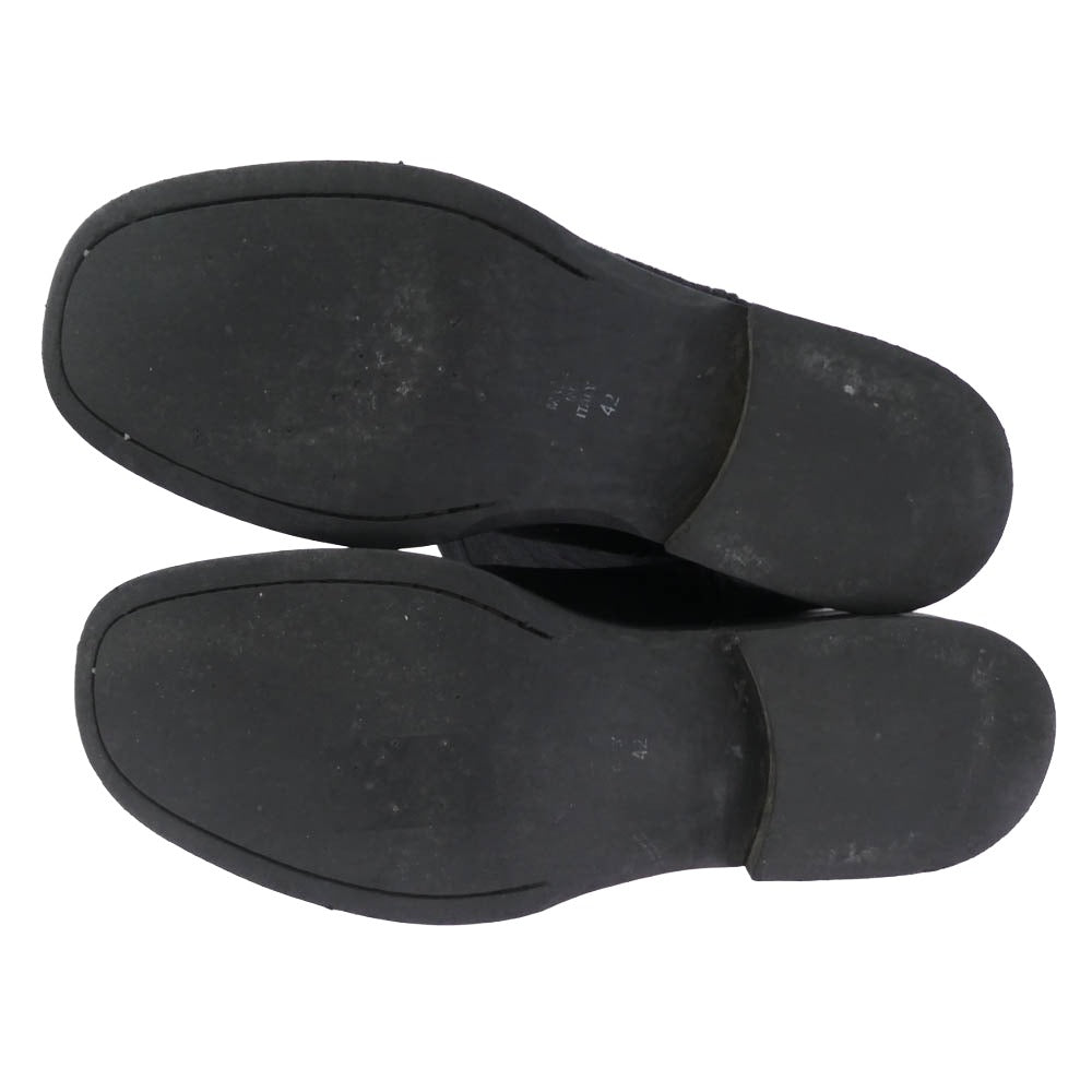 ANN DEMEULEMEESTER アンドゥムルメステール ハラコ ロング ブーツ ブラック系 42【中古】