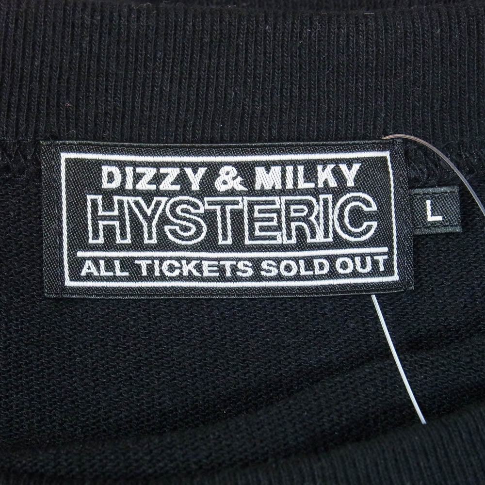 HYSTERIC GLAMOUR ヒステリックグラマー 26SS 02261CL05 MUSIC LOVERS FESTIVAL クルーネック 長袖 Tシャツ ブラック系 L【美品】【中古】