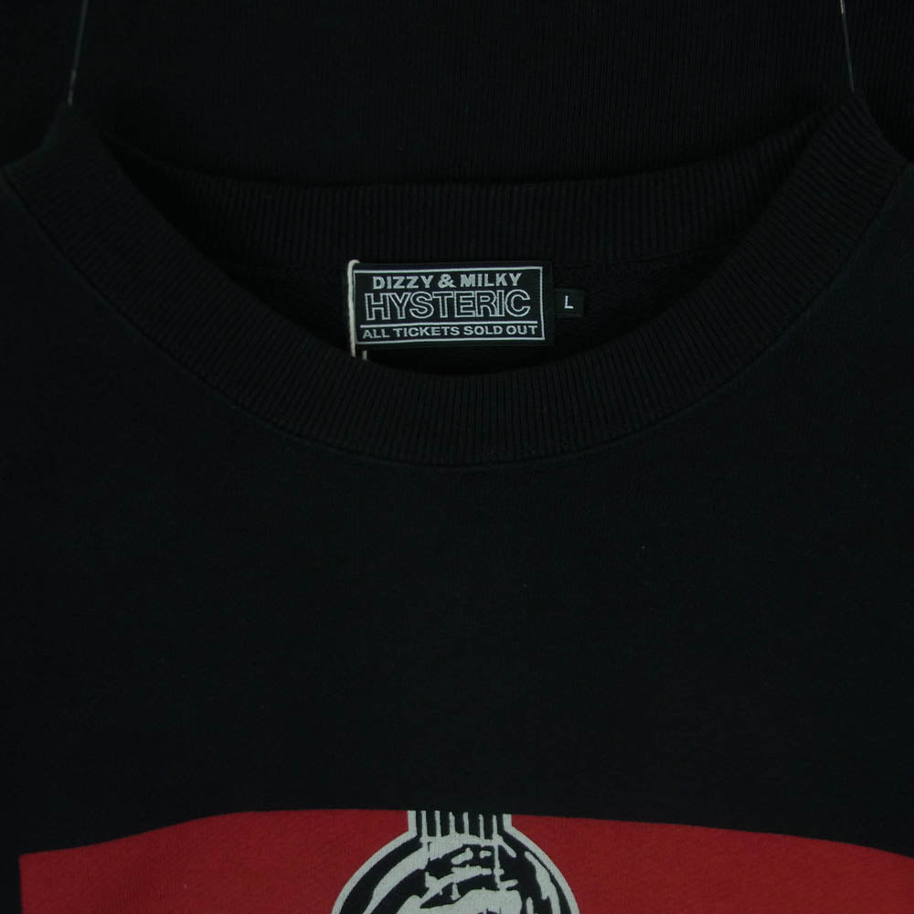 HYSTERIC GLAMOUR ヒステリックグラマー 26SS 02261CS05 GREATEST PARTY SOUNDS クルーネック 長袖 スウェット トレーナー ブラック系 L【中古】
