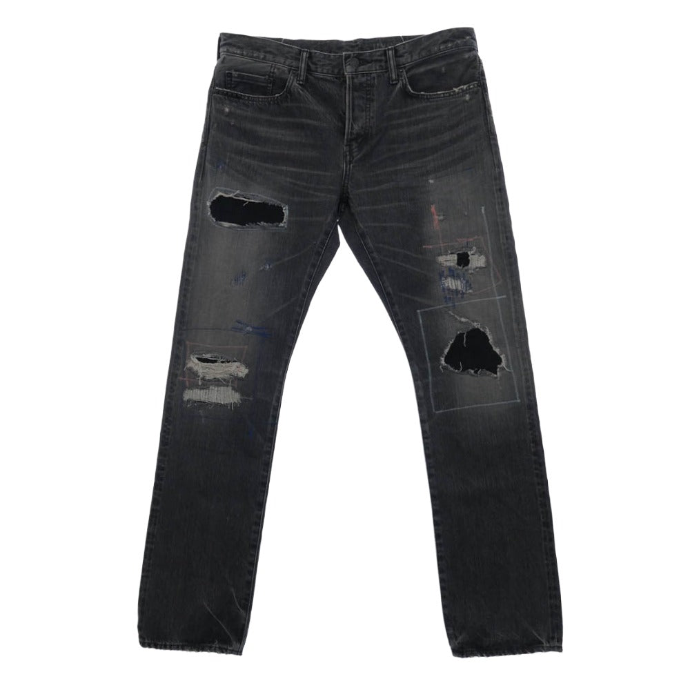 HYSTERIC GLAMOUR ヒステリックグラマー 26SS 02261AP06 MSR加工 スリム ストレート ジーンズ デニム パンツ グレー系 34inch【極上美品】【中古】