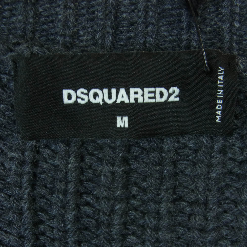 DSQUARED2 ディースクエアード S74HA1173 ウール クラッシュ ダメージ加工 ニット イタリア製 グレー系 M【美品】【中古】