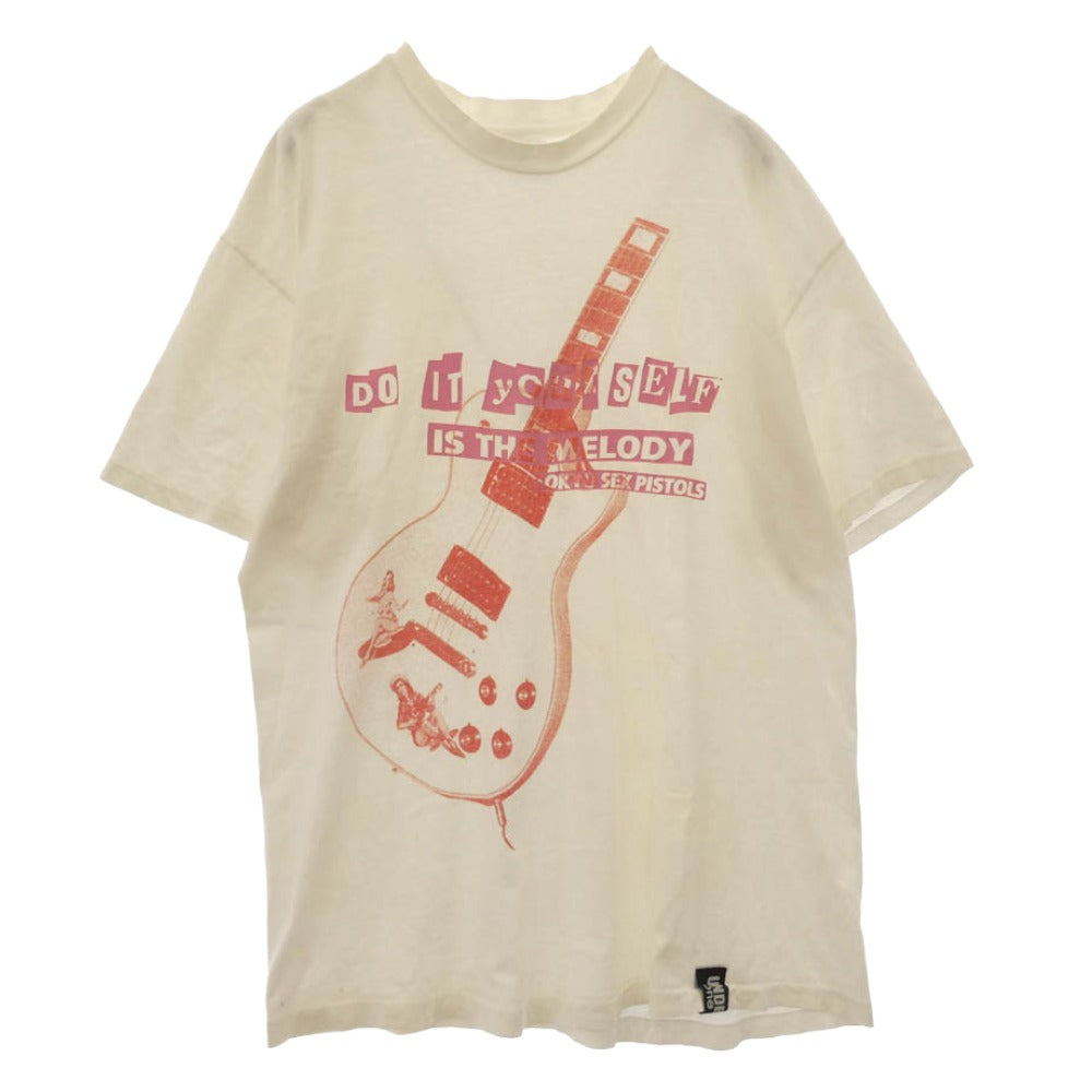 UNDERCOVER アンダーカバー ONE&ONLY ワン&オンリー 初期 Tokyo Sex Pistols 東京セックスピストルズ ヘインズボディ ギタープリント クルーネック 半袖 Tシャツ ホワイト系 L【中古】
