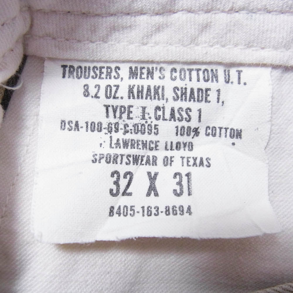 米軍 ユーエスアーミー U.S.ARMY 60s Chino Trousers 8.2oz Khaki Shade1 ベージュ系 32X31【中古】
