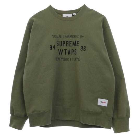Supreme シュプリーム 21AW Crewneck クルーネック 長袖 スウェット トレーナー カーキ系 XL【中古】