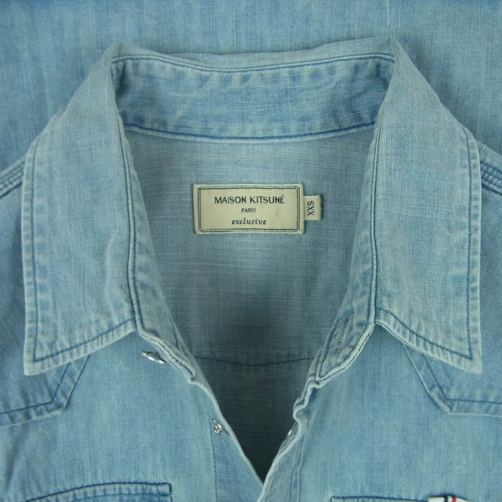 MAISON KITSUNE メゾンキツネ KMH-39000-A デニム 長袖 シャツ コットン 日本製 インディゴブルー系 XXS【中古】