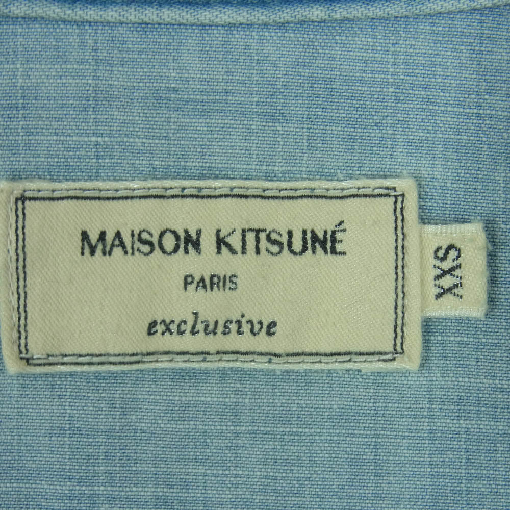 MAISON KITSUNE メゾンキツネ KMH-39000-A デニム 長袖 シャツ コットン 日本製 インディゴブルー系 XXS【中古】