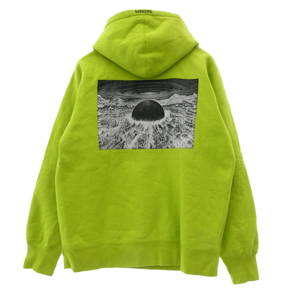 Supreme シュプリーム 17AW AKIRA アキラ Patches Hooded Sweatshirt パッチ フーデッド スウェットシャツ プルオーバー パーカー フーディー ネオングリーン系 L【中古】