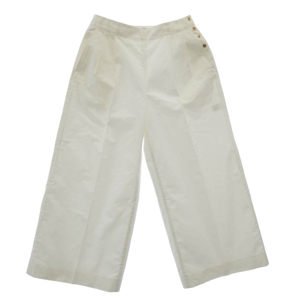 Drawer ドゥロワー 6514-236-1129 サイドボタン タック ワイド パンツ ホワイト系 40【中古】